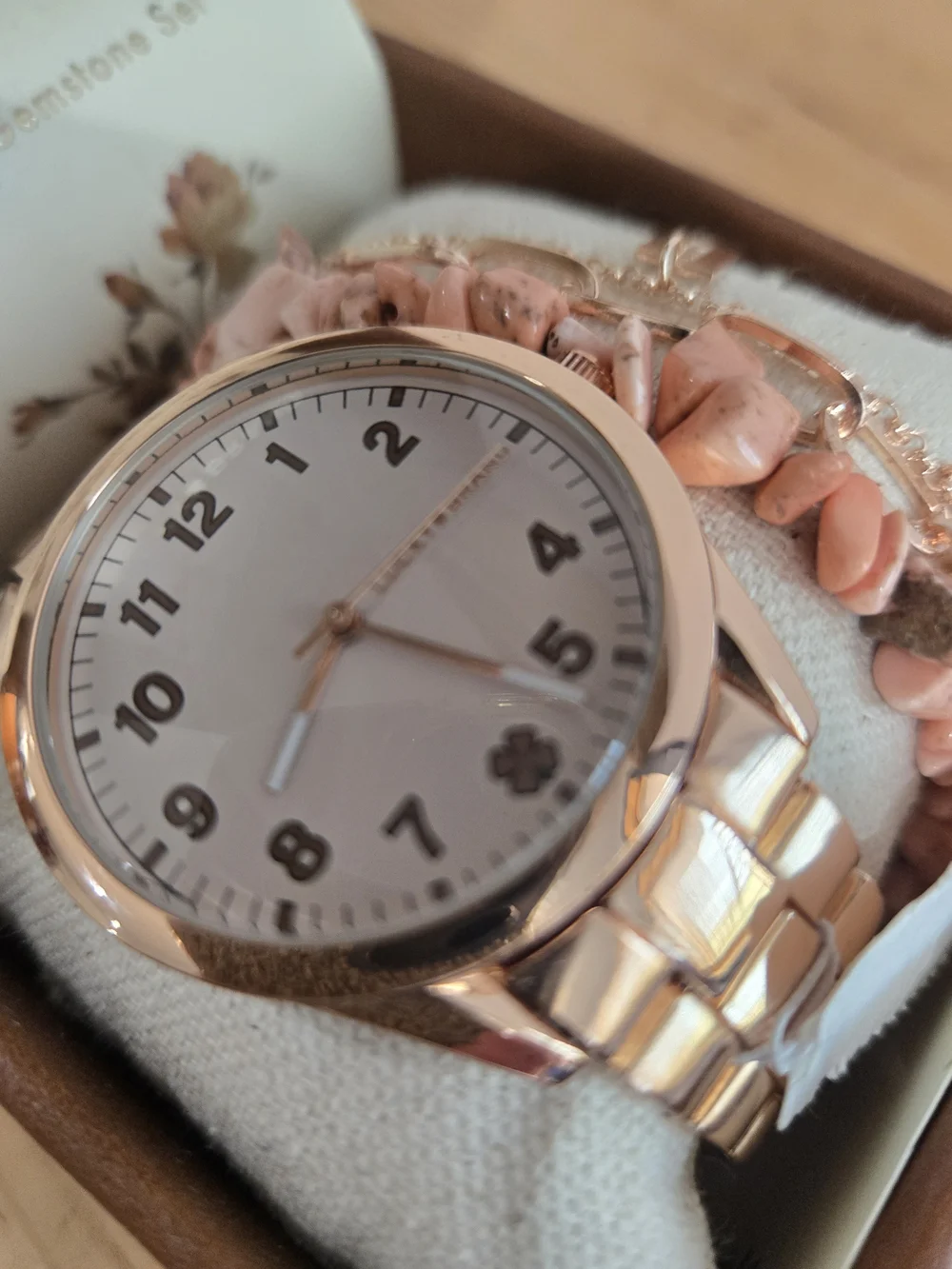 Lucky Brand Rose Gold Watch with Pink Bead and Charm Bracelets